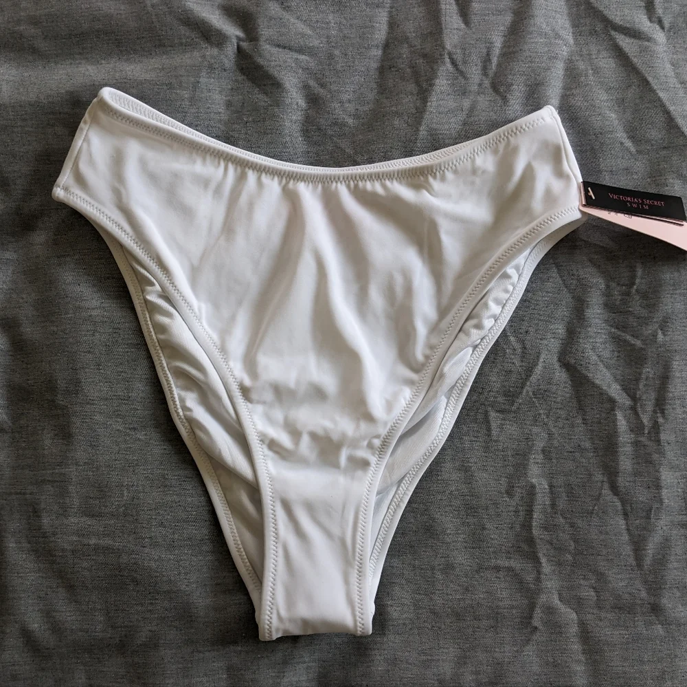 NWT Victoria's Secret high waist white cheeky bikini bottom S - Picture 1 of 5